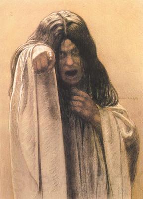 Carlos Schwabe Study for The Wave female figure left of the central figure (mk19) Norge oil painting art